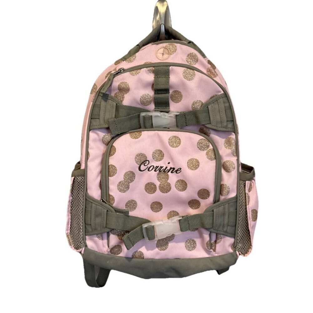 POTTERY BARN KIDS Mackenzie Pink Gold Sparkle Glitter Backpack- Small 12x15x6